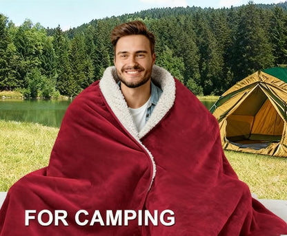 Waterproof Bed Blanket - Reversible Sherpa Throw with Leak-Resistant TPU Layer - 80x60 Burgandy Stain Resistant, Machine Washable Bed Protector for Couch, Bed & Pets