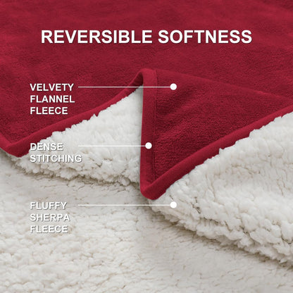 Waterproof Bed Blanket - Reversible Sherpa Throw with Leak-Resistant TPU Layer - 80x60 Burgandy Stain Resistant, Machine Washable Bed Protector for Couch, Bed & Pets