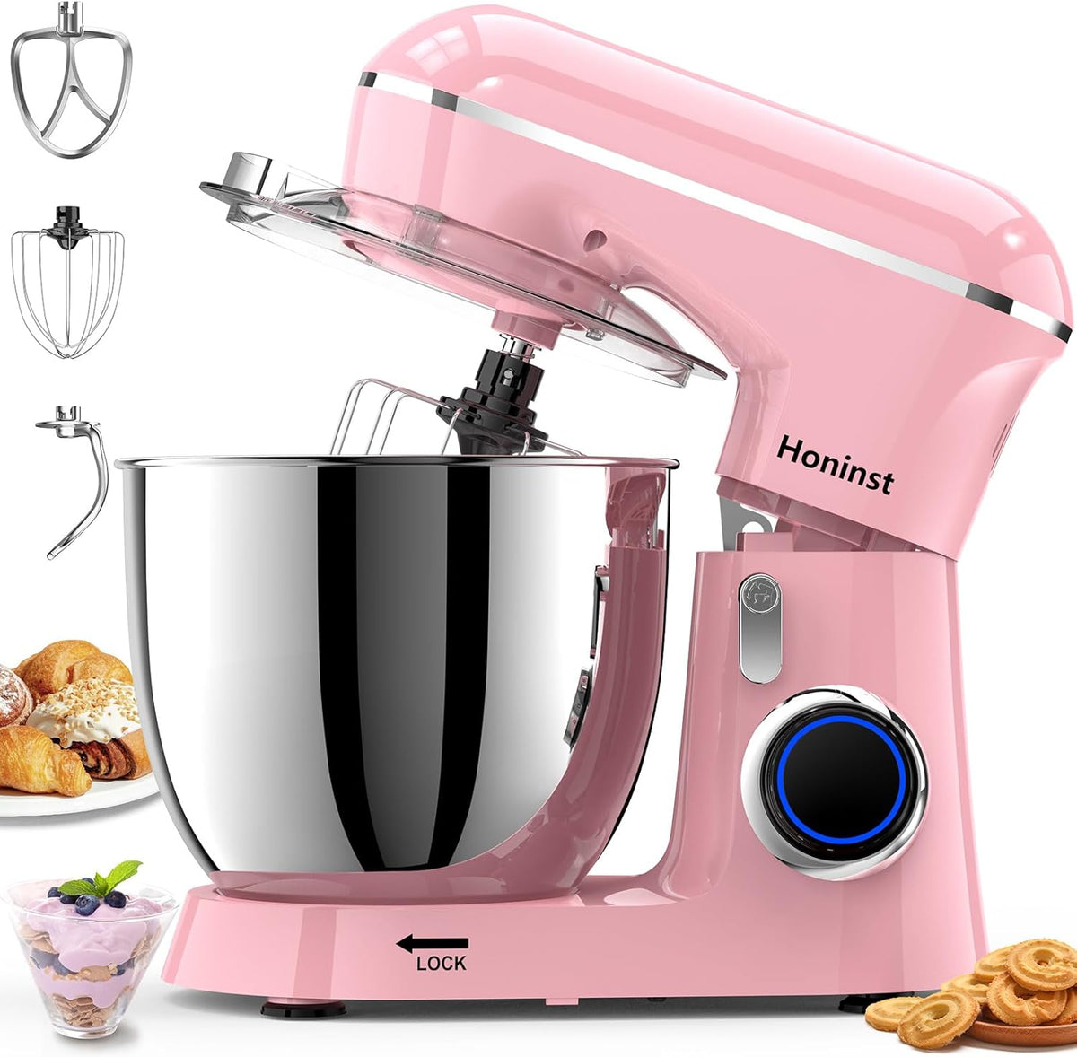 Stand Mixer, 6.5QT 10-Speed Tilt-Head 3-IN-1 Electric Food Mixer