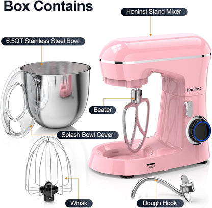 Stand Mixer, 6.5QT 10-Speed Tilt-Head 3-IN-1 Electric Food Mixer