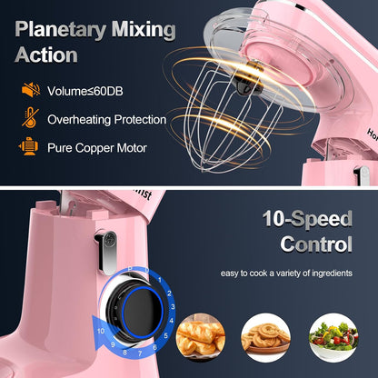 Stand Mixer, 6.5QT 10-Speed Tilt-Head 3-IN-1 Electric Food Mixer