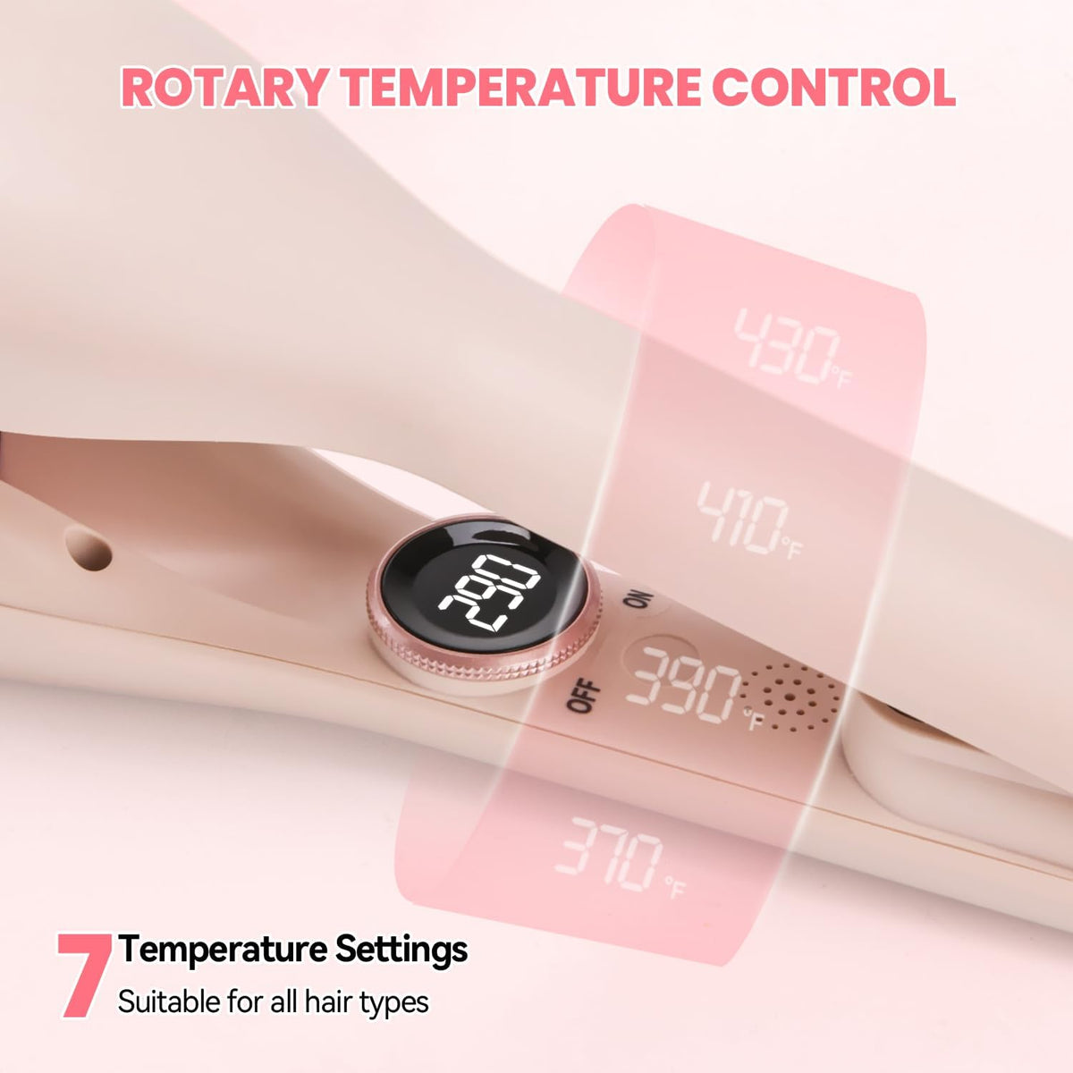 Hair Waver, 1.25" Double Barrel Curling Iron, Beach Waves, Pink
