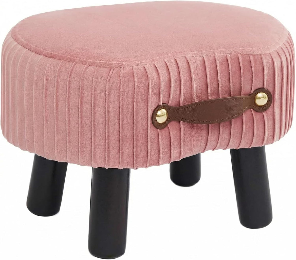 Foot Stools Small, Ottomon with Handle, Velvet Footrest Ottoman