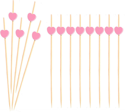 12cm 100pcs/pack Pink Heart Disposable Fruit