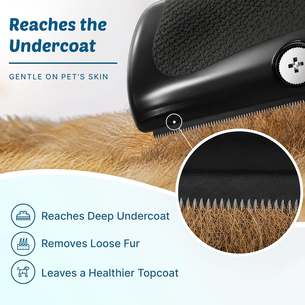 GroomPro Dog Deshedding Brush | Undercoat Rake - Pet Hair Remover
