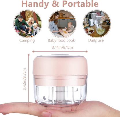 Electric Mini Garlic Mincer, 100ML USB Vegetable Onion Chopper