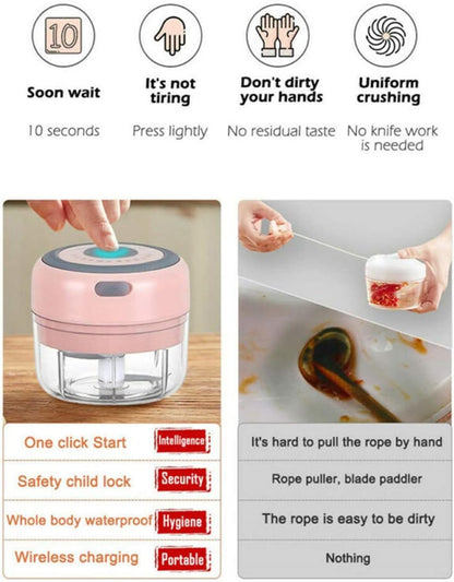 Electric Mini Garlic Mincer, 100ML USB Vegetable Onion Chopper