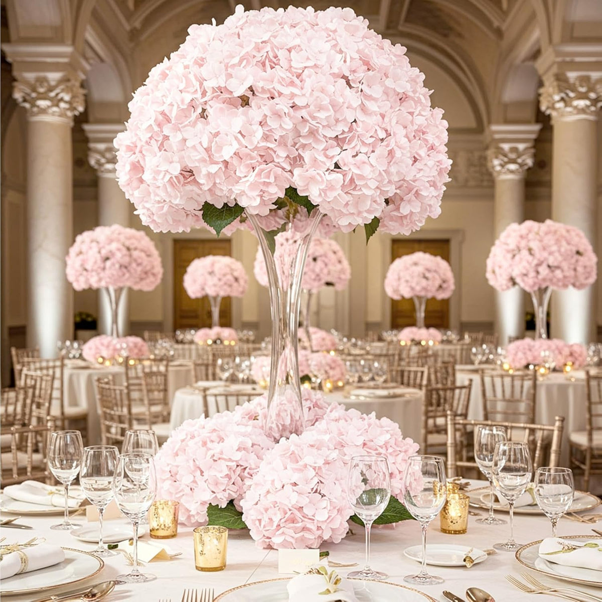 10PCS Hydrangea Artificial Flowers, Faux Hydrangeas Flower