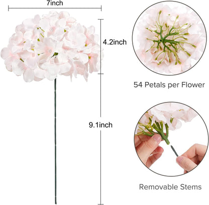 10PCS Hydrangea Artificial Flowers, Faux Hydrangeas Flower