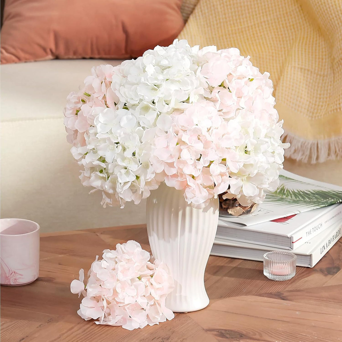 10PCS Hydrangea Artificial Flowers, Faux Hydrangeas Flower