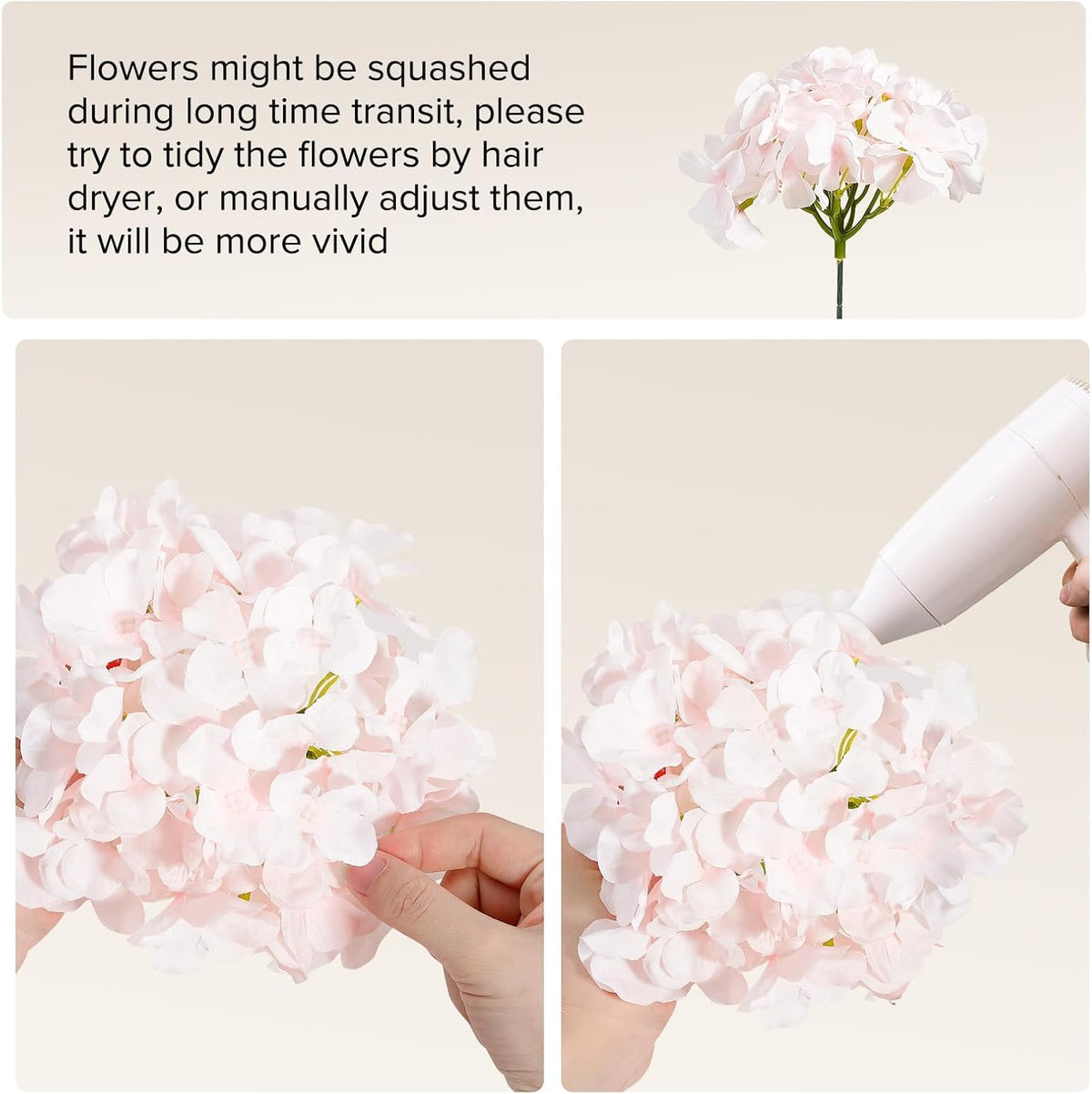 10PCS Hydrangea Artificial Flowers, Faux Hydrangeas Flower