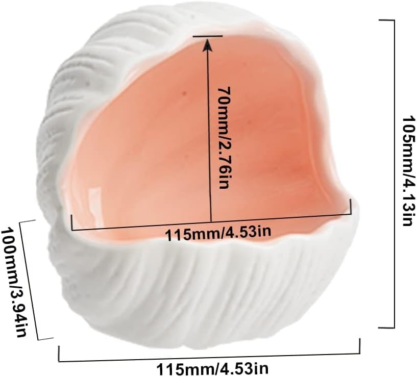 Ceramic Cave Shell Fish House - Small Animal Hideout for Hamsters, Gerbils, Chinchillas, Mice, Rats, and Syrian Hamsters - 5.1 inch(Pink M)