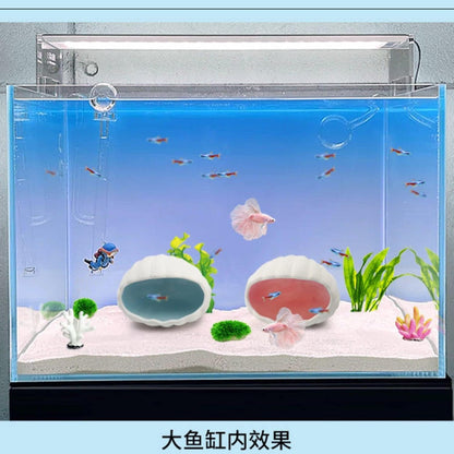 Ceramic Cave Shell Fish House - Small Animal Hideout for Hamsters, Gerbils, Chinchillas, Mice, Rats, and Syrian Hamsters - 5.1 inch(Pink M)