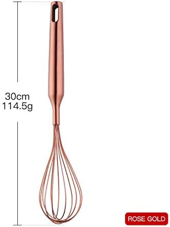 Whisk,11.81 inch Rose Gold 18/8(304) Stainless steel Egg Frother/Blender,Utensils for Blending, Whisking, Beating, Stirring