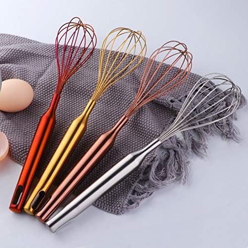 Whisk,11.81 inch Rose Gold 18/8(304) Stainless steel Egg Frother/Blender,Utensils for Blending, Whisking, Beating, Stirring