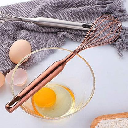 Whisk,11.81 inch Rose Gold 18/8(304) Stainless steel Egg Frother/Blender,Utensils for Blending, Whisking, Beating, Stirring