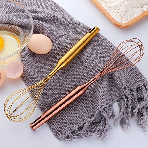 Whisk,11.81 inch Rose Gold 18/8(304) Stainless steel Egg Frother/Blender,Utensils for Blending, Whisking, Beating, Stirring