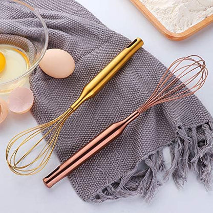 Whisk,11.81 inch Rose Gold 18/8(304) Stainless steel Egg Frother/Blender,Utensils for Blending, Whisking, Beating, Stirring