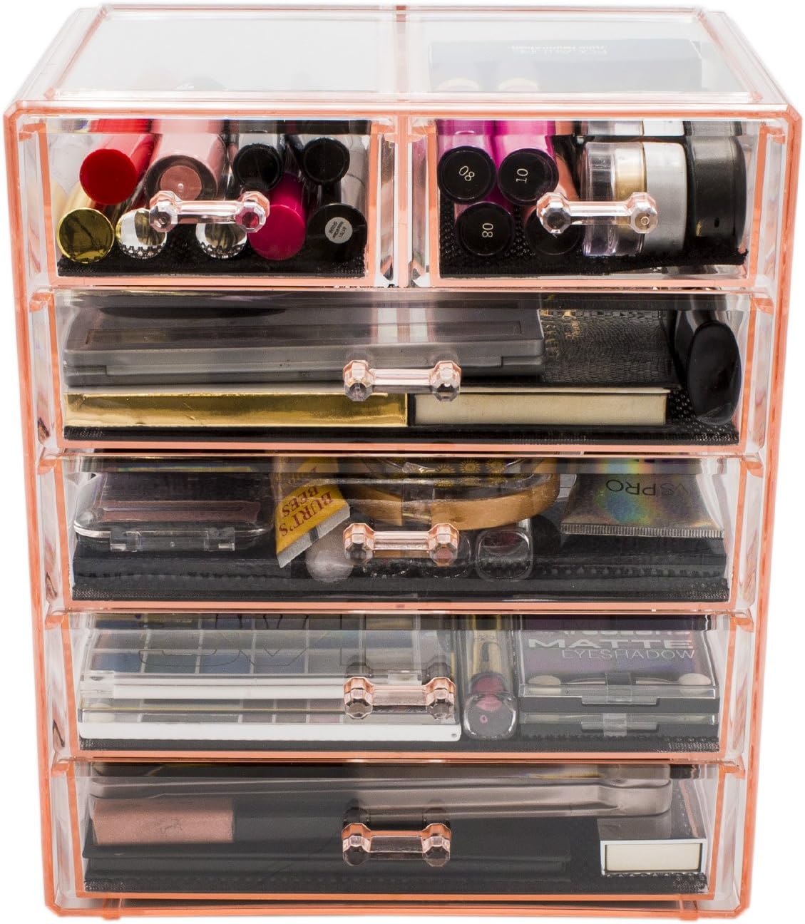 6-Drawer Makeup Organizer with Small & Wide Drawers (Pink)