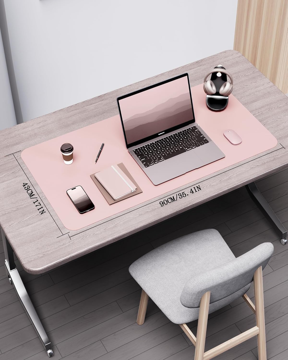 Double-Sided Cork PU Leather Waterproof Desk Pad Protector for Office