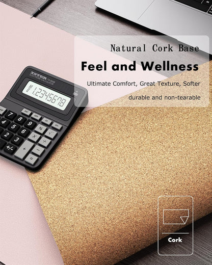 Double-Sided Cork PU Leather Waterproof Desk Pad Protector for Office