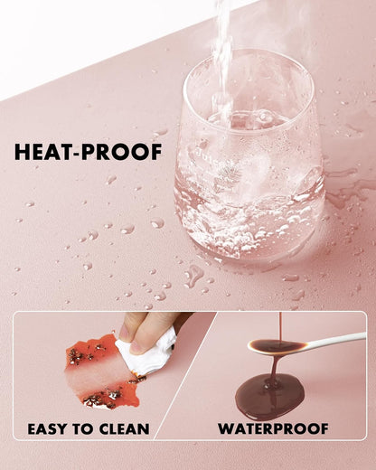 Double-Sided Cork PU Leather Waterproof Desk Pad Protector for Office