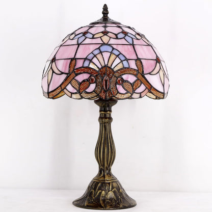 Tiffany Lamp Bedside Pink Stained Glass Table Lamp 18 Inch Tall
