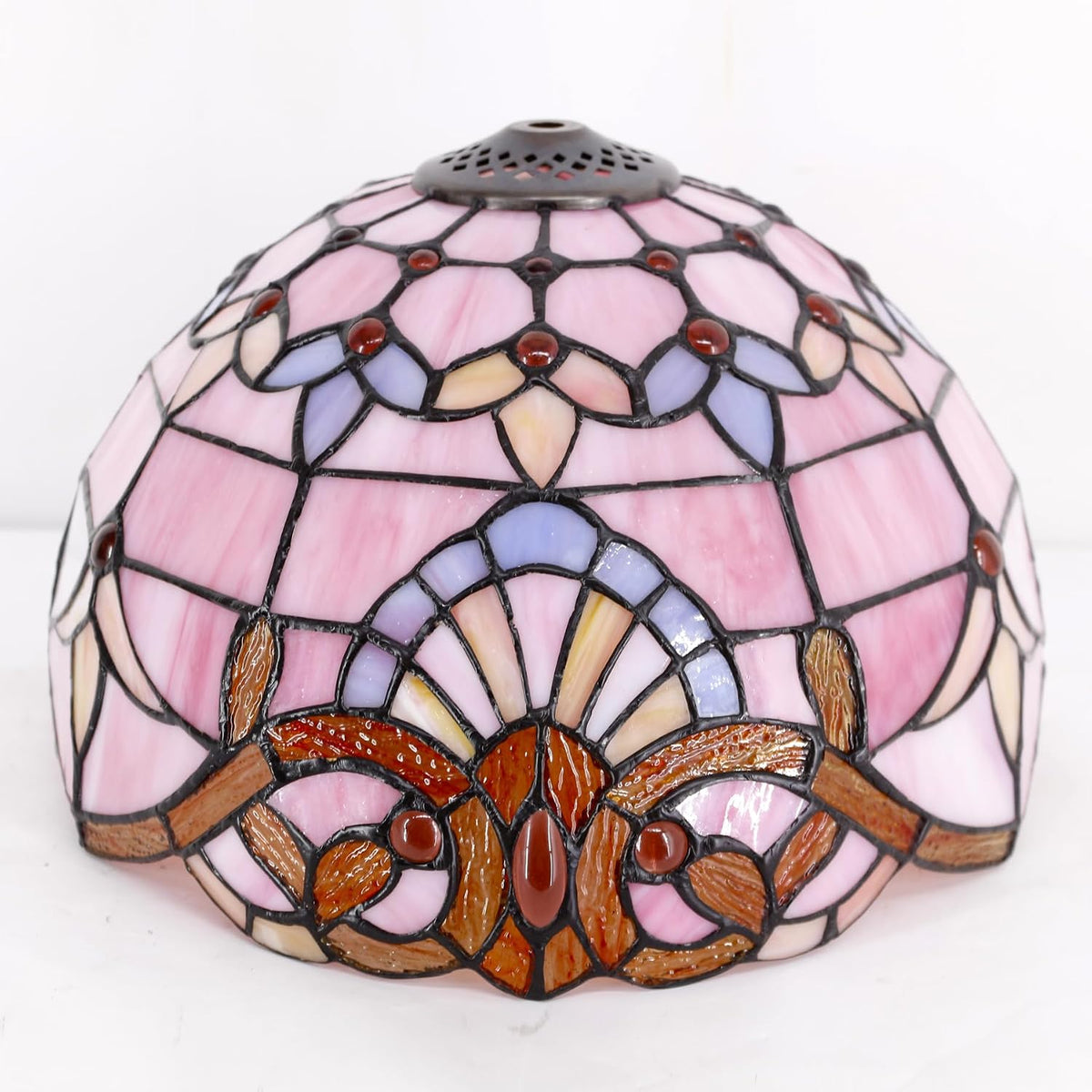 Tiffany Lamp Bedside Pink Stained Glass Table Lamp 18 Inch Tall