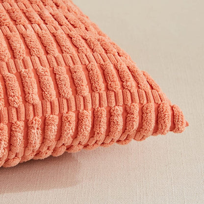 4 Packs Decorative Throw Pillow Covers for Living Room Couch Bed, Modern Farmhouse Boho Home Décor Accent Cushion Case, 18" x 18", Coral