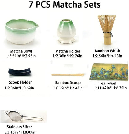 Matcha Set, Ceramic Bowl, Japanese Traditional Style, Matcha Tea Ceremony, with Stainless Steel Sifter and Bamboo Scoop (pink)