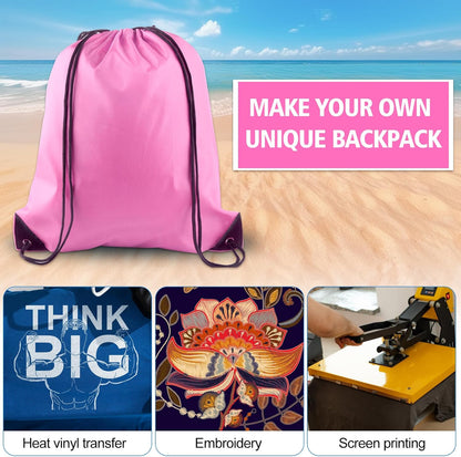 25Pcs Pink Drawstring Backpack Bags