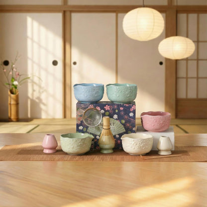 Matcha Whisk Set, 5 Pcs Ceramic Matcha Set, Matcha Kit Set Includes Matcha Bowl, Matcha Whisk and Holder, Bamboo Scoop and Sifter, Matcha Tea Set, Ideal Gift for Family/Friend (Pink)