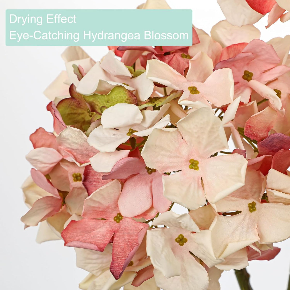 Peachy Pink Hydrangea Artificial Flowers, 19.6in Dried Textured Silk Hydrangea Flowers With Stems 3 Pcs Fake Flower Bouquet Faux Floral Stems Artificial Flower Bulk for Table Wedding Home Decor
