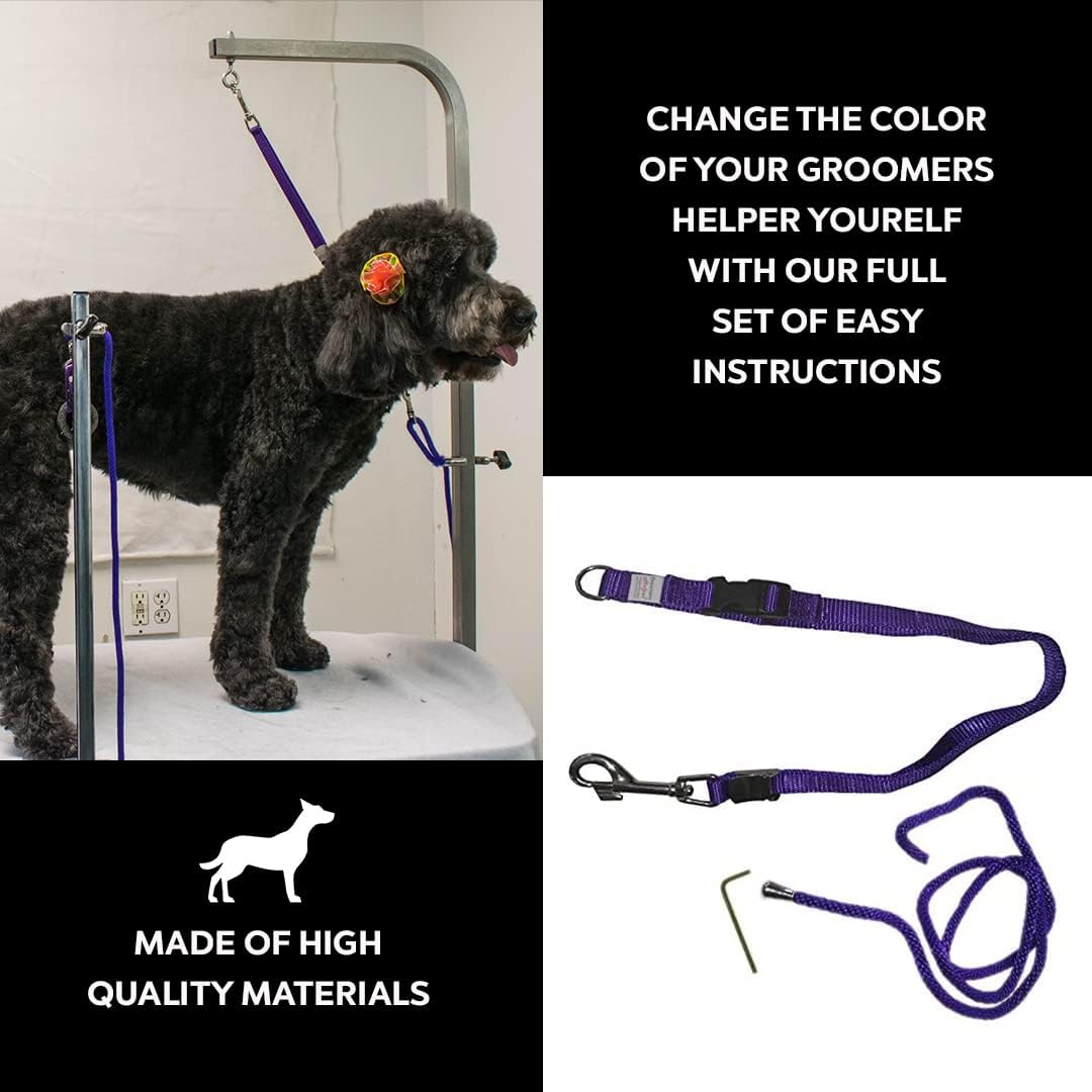 Groomers Helper® Color Change Kit - Professional Pet Grooming 5/8" Safety Loop and Tether Repair Kit for Dog Grooming, 3pc Set (Purple)