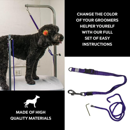 Groomers Helper® Color Change Kit - Professional Pet Grooming 5/8" Safety Loop and Tether Repair Kit for Dog Grooming, 3pc Set (Purple)