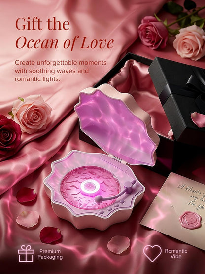 Ocean Wave Projector Light, Shell Night Light Built-in Bluetooth Speaker, Remote Control, White Noises for Home Decor/Relaxation/Party/Music/Gift (Pink)