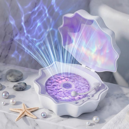 Ocean Wave Projector Light, Shell Night Light Built-in Bluetooth Speaker, Remote Control, White Noises for Home Decor/Relaxation/Party/Music/Gift (Pink)