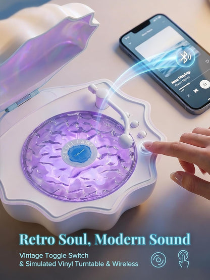 Ocean Wave Projector Light, Shell Night Light Built-in Bluetooth Speaker, Remote Control, White Noises for Home Decor/Relaxation/Party/Music/Gift (Pink)
