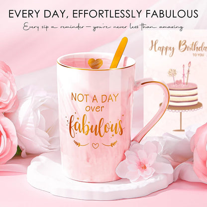 Birthday Gifts for Women Happy Birthday Gift Baskets for Women Unique Not A Day Over Fabulous Mug Gift ideas Pink Gifts Box Set Presents for Her Friends Mom Sister Wife Coworkers Daughter Aunt Mom