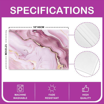 Pink Marble Placemats Set of 4 Pink Gold Glitter Abstract Marbling Pastel Table Mats Luxury Place Mat for Kitchen Dining Table Party Decor Indoor Outdoor 18"x12" Non-Slip Easy to Clean