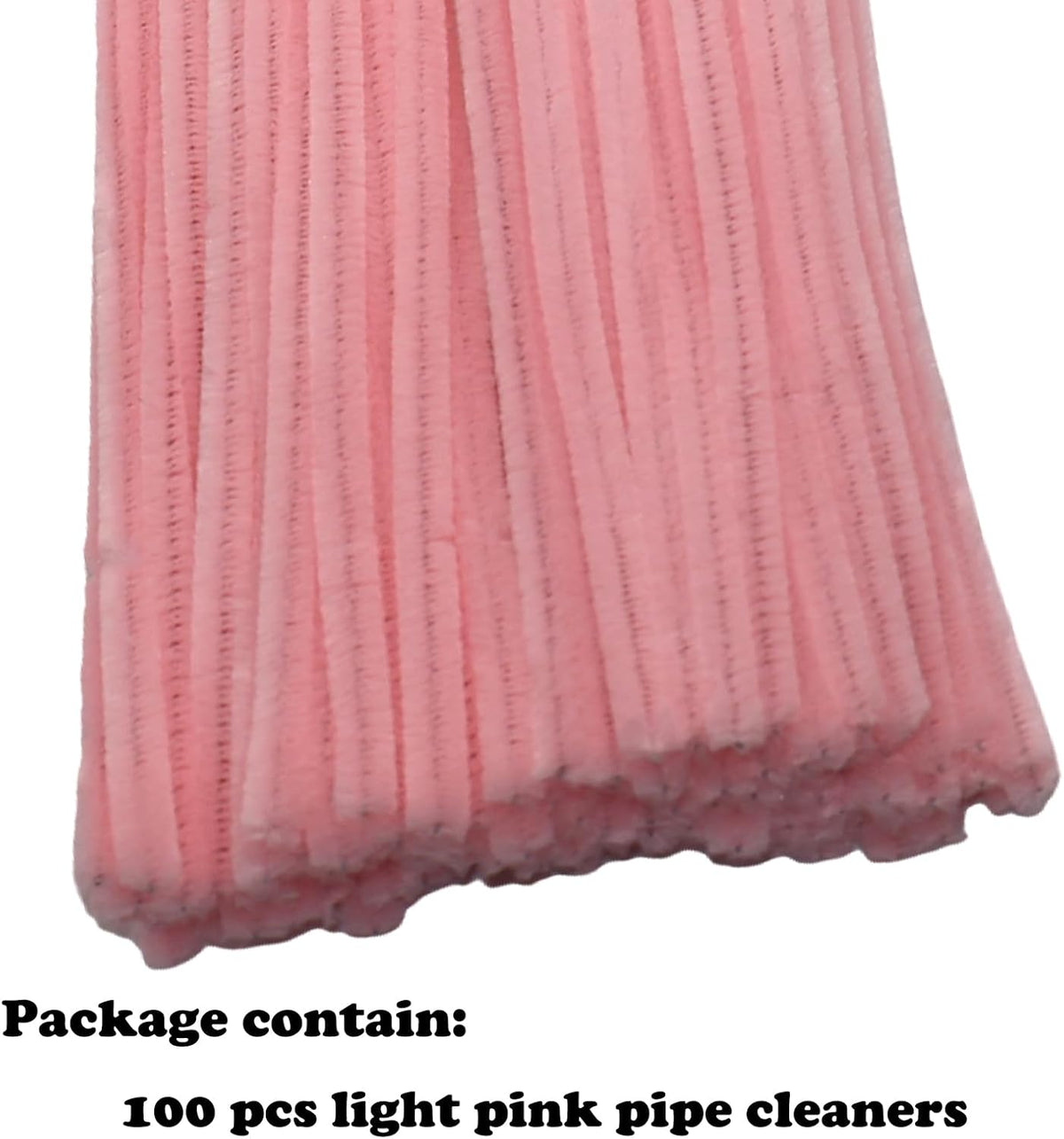 100 Pieces Light Pink Craft Pipe Cleaners,6mm x 12inch Thick Fuzzy Chenille Stem Sticks Pipe Cleaners for Craft Art DIY Projects Decorations