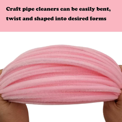 100 Pieces Light Pink Craft Pipe Cleaners,6mm x 12inch Thick Fuzzy Chenille Stem Sticks Pipe Cleaners for Craft Art DIY Projects Decorations