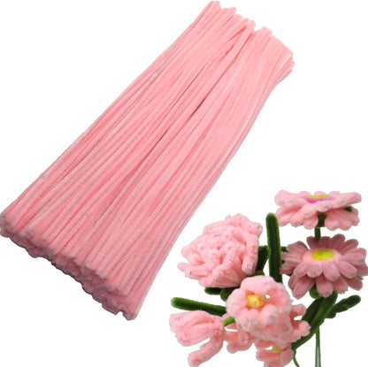 100 Pieces Light Pink Craft Pipe Cleaners,6mm x 12inch Thick Fuzzy Chenille Stem Sticks Pipe Cleaners for Craft Art DIY Projects Decorations
