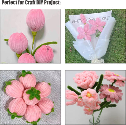 100 Pieces Light Pink Craft Pipe Cleaners,6mm x 12inch Thick Fuzzy Chenille Stem Sticks Pipe Cleaners for Craft Art DIY Projects Decorations
