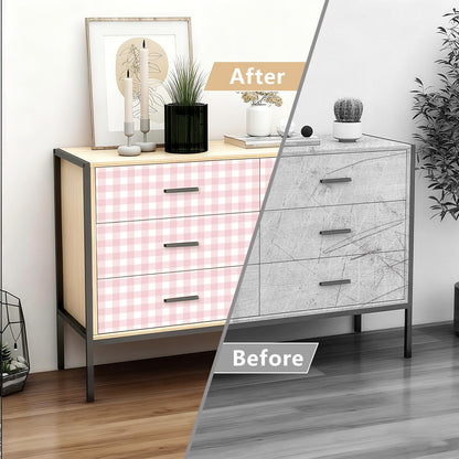 Plaid Peel and Stick Wallpaper, Pink, 17.7 x 78.7 in