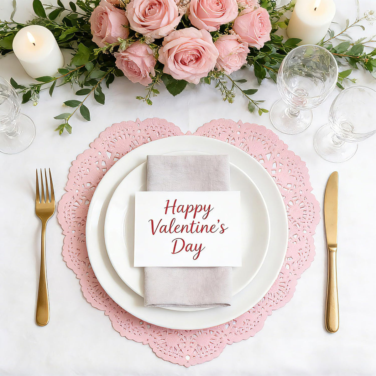 60 Pcs 10 Inch Pink Heart Paper Doilies Valentines Heart Shaped Lace Paper Doilies Valentines Day Craft Gift Set Table Decorations