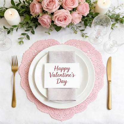 60 Pcs 10 Inch Pink Heart Paper Doilies Valentines Heart Shaped Lace Paper Doilies Valentines Day Craft Gift Set Table Decorations