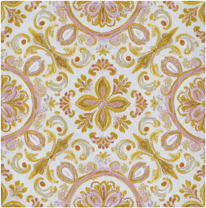 Retro Trendy Flower Paisley Gold Peach Spring Dinner Napkins Reusable eco Friendly White Polyester Dinner Fancy Kitchen Napkins Cloth Cream Cloth Napkins Set of 6 20 x 20in para servilletas