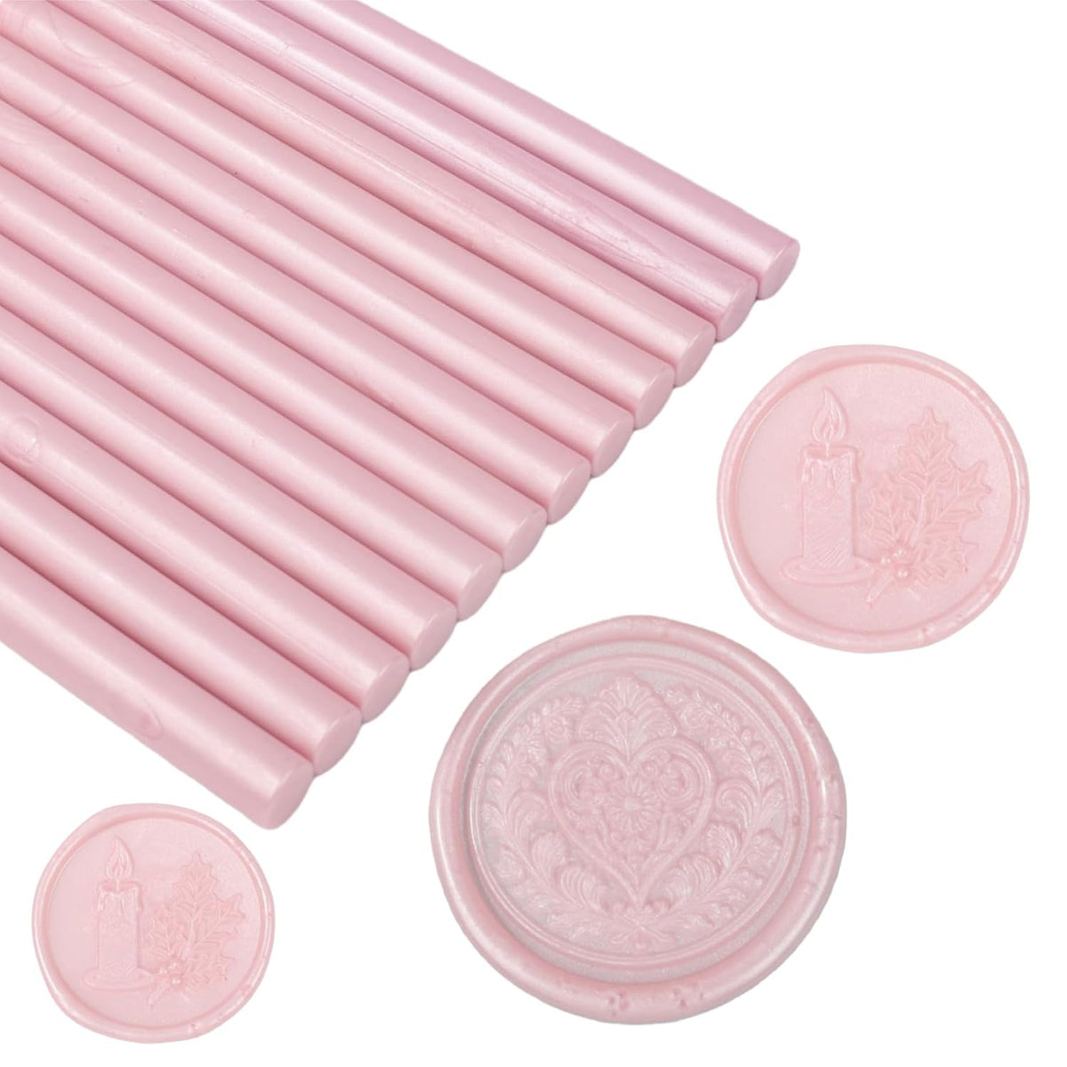 Pearl Pink Wax Seal Sticks for Seal Stamp, 12 Pcs Glue Gun Wax Sealing Sticks Set Suit to 0.43'' Glue Gun Great for Wedding Invitation, Cards, Envelopes, Christmas Ideas (Pearl Pink)