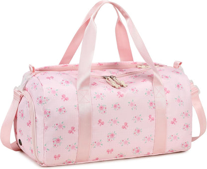 Dance Bag, Gym Bag for Girls, Kids Duffle Bag with Shoe & Wet Compartments